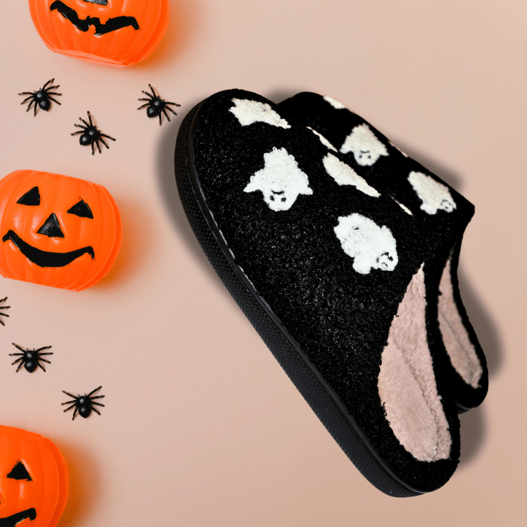 Auliné Collection Women's Cute Smiley Happy Face Plush Slippers, Soft Fluffy Comfortable Home Slippers, Warm Cozy Comfort for Indoor & Outdoor Use Gifts