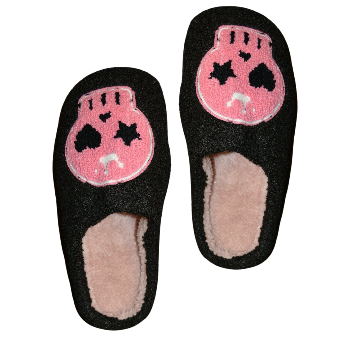 Auliné Collection Women's Cute Smiley Happy Face Plush Slippers, Soft Fluffy Comfortable Home Slippers, Warm Cozy Comfort for Indoor & Outdoor Use Gifts