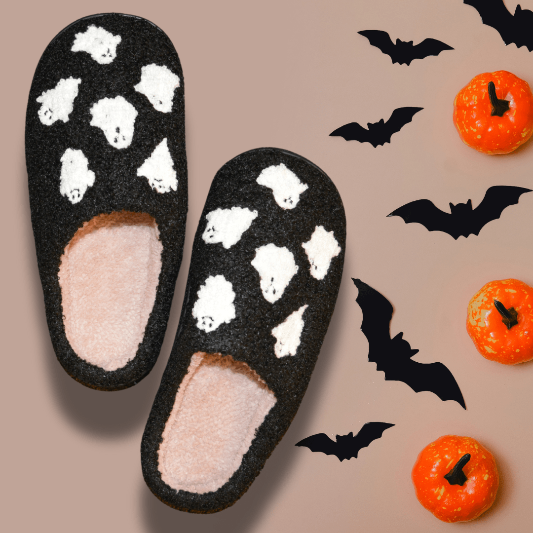 Auliné Collection Women's Cute Smiley Happy Face Plush Slippers, Soft Fluffy Comfortable Home Slippers, Warm Cozy Comfort for Indoor & Outdoor Use Gifts