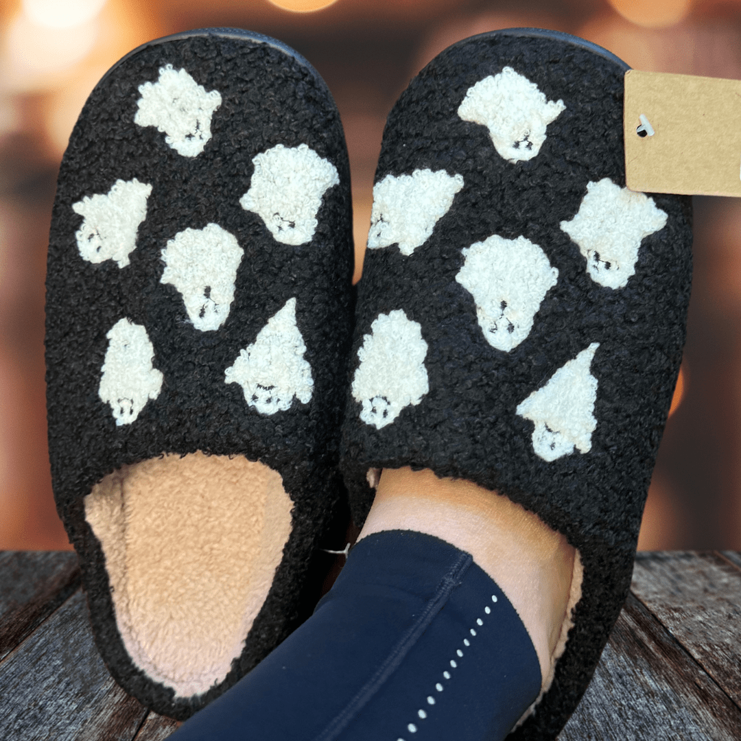 Auliné Collection Women's Cute Smiley Happy Face Plush Slippers, Soft Fluffy Comfortable Home Slippers, Warm Cozy Comfort for Indoor & Outdoor Use Gifts