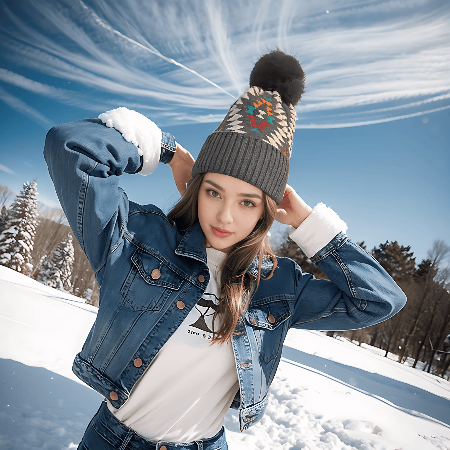 C.C Apparel C.C Aztec Soft Faux Fur Pom Matching Mommy & Baby Beanie Set