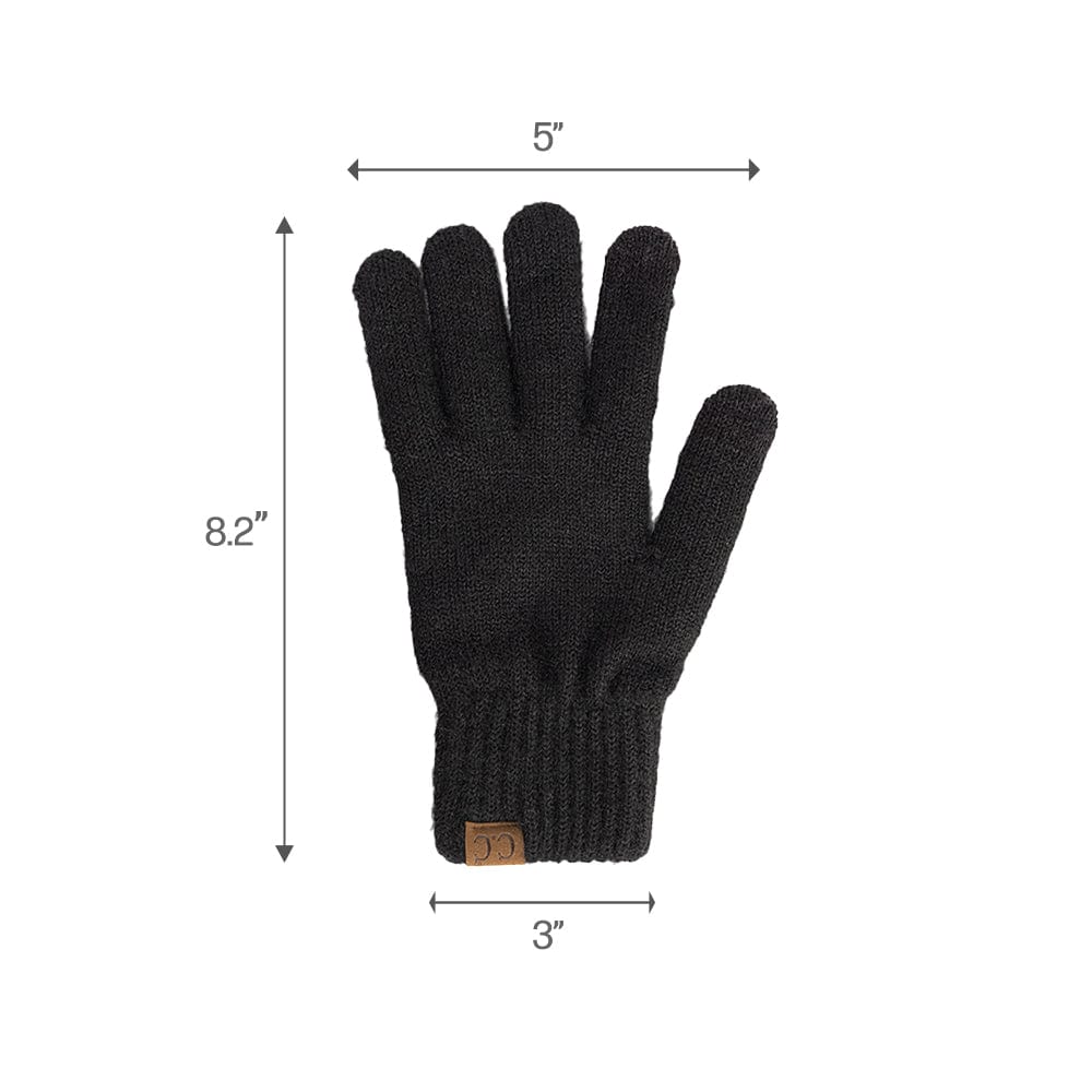 C.C Apparel C.C Unisex Eco Classic Cuff Skull Cap Winter Knit Beanie & Touchscreen Glove Set