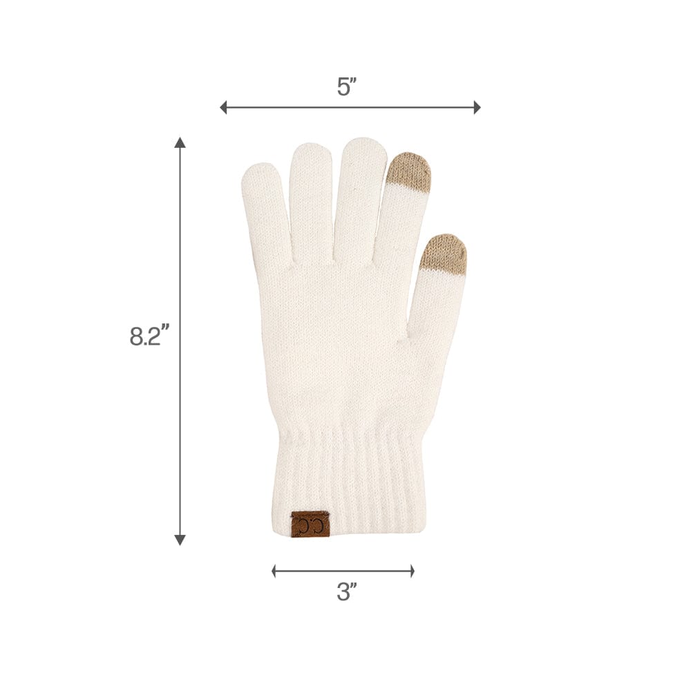 C.C Apparel C.C Unisex Eco Classic Cuff Skull Cap Winter Knit Beanie & Touchscreen Glove Set
