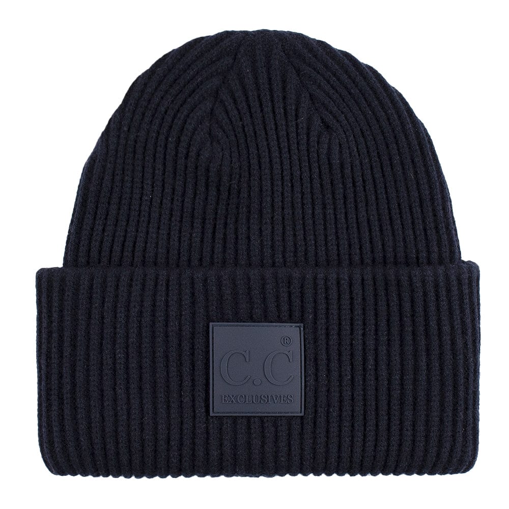 C.C Apparel Navy C.C Unisex Winter Thick Knit Plain Cuff Skull Cap Beanie Hat