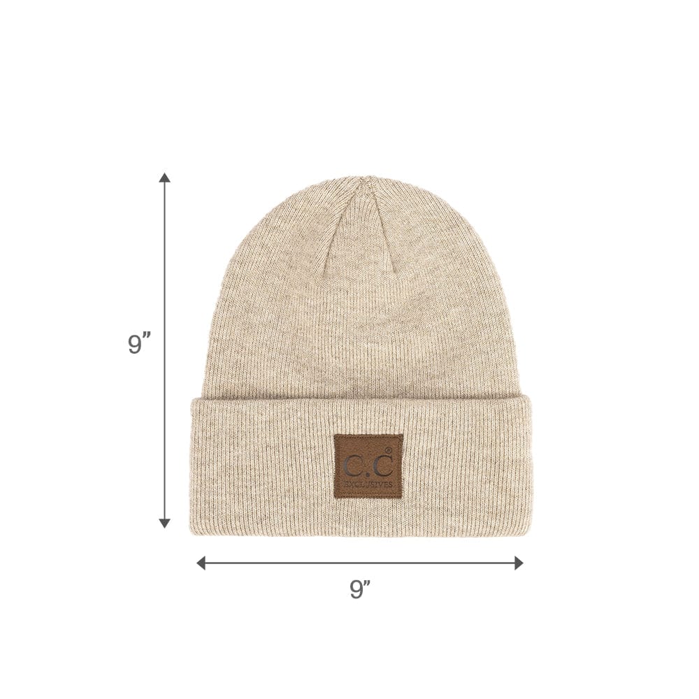 C.C Apparel Heather Beige Thick Knit Beanie Cuff Cap Beanie - C.C Winter Warm Hat HTM 9021