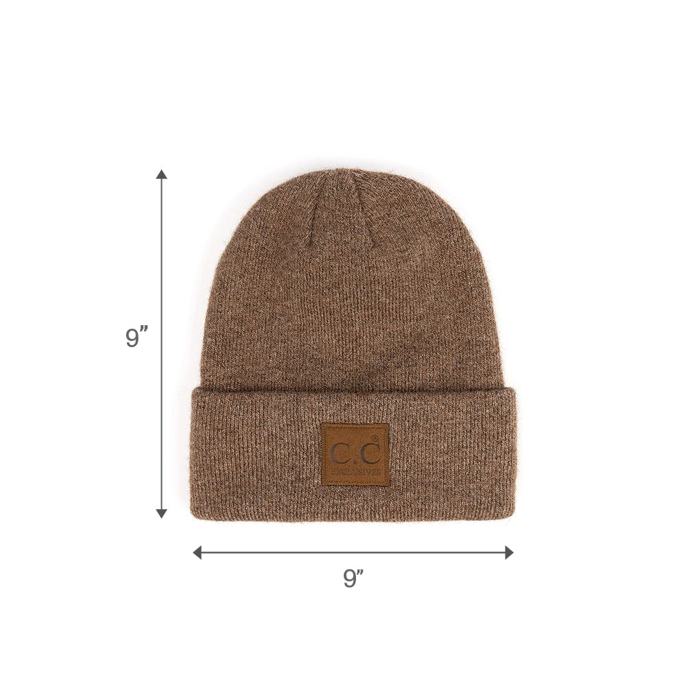 C.C Apparel Heather Cacao Thick Knit Beanie Cuff Cap Beanie - C.C Winter Warm Hat HTM 9021