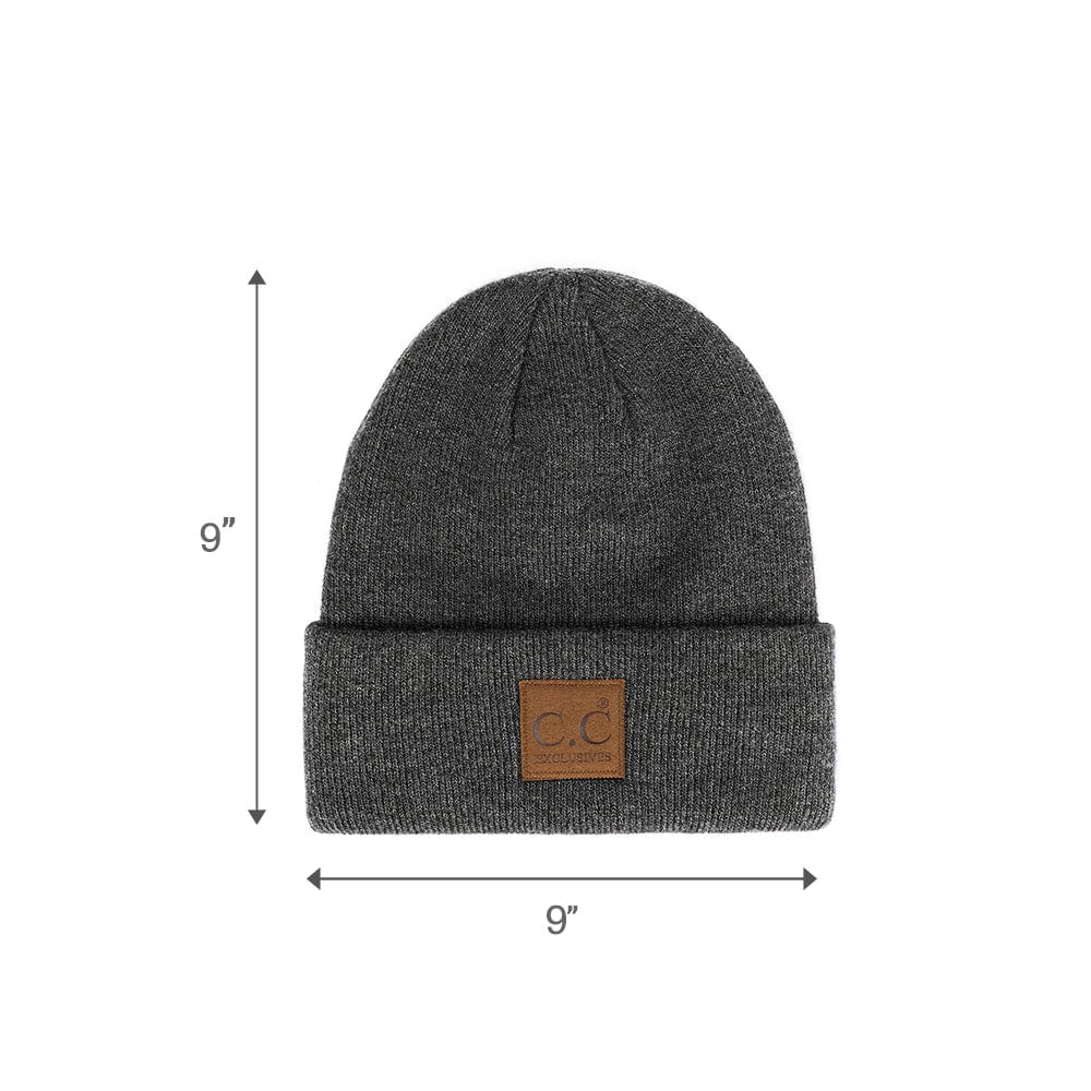 C.C Apparel Heather Charcoal Thick Knit Beanie Cuff Cap Beanie - C.C Winter Warm Hat HTM 9021