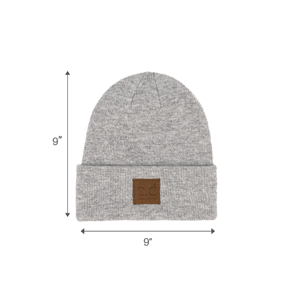 C.C Apparel Heather Grey Thick Knit Beanie Cuff Cap Beanie - C.C Winter Warm Hat HTM 9021