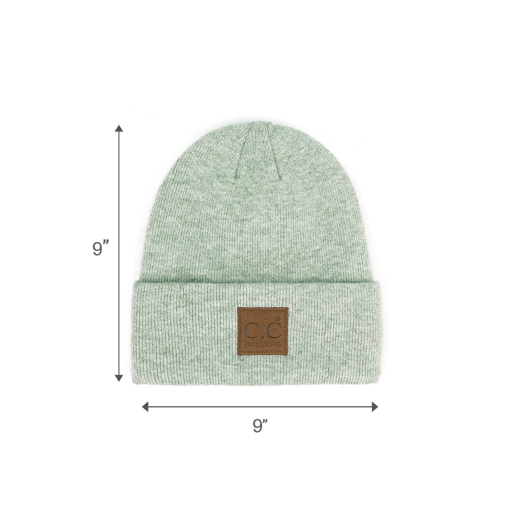 C.C Apparel Heather Mint Thick Knit Beanie Cuff Cap Beanie - C.C Winter Warm Hat HTM 9021
