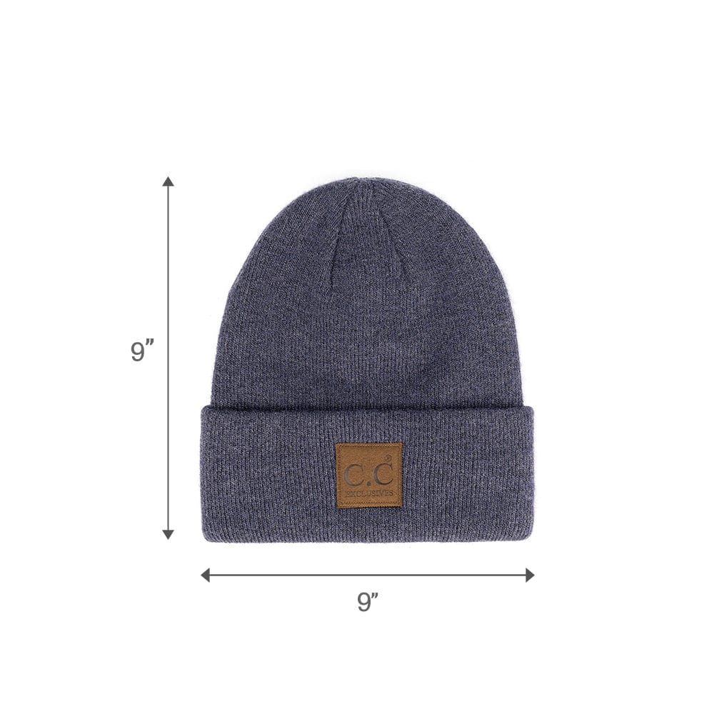 C.C Apparel Heather Navy Thick Knit Beanie Cuff Cap Beanie - C.C Winter Warm Hat HTM 9021
