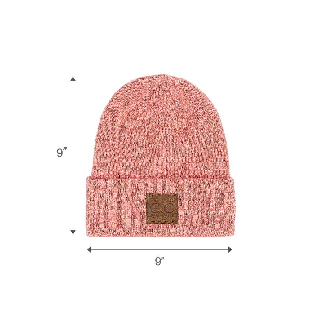 C.C Apparel Heather Strawberry Thick Knit Beanie Cuff Cap Beanie - C.C Winter Warm Hat HTM 9021