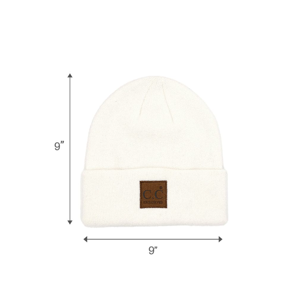 C.C Apparel White Thick Knit Beanie Cuff Cap Beanie - C.C Winter Warm Hat HTM 9021