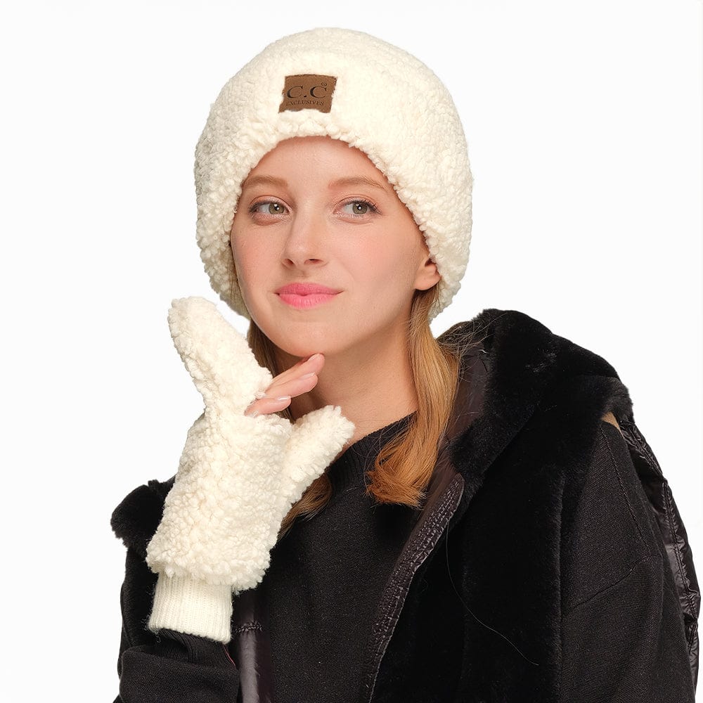 C.C Apparel Thick Slouchy Warm Fleece Lined Cable Knit Beanie - C.C Winter Warm Cuff Cap HAT 008