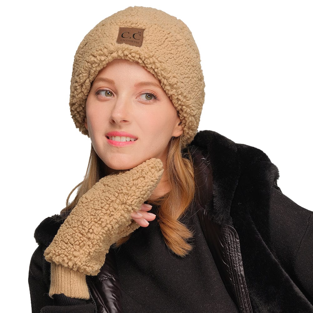 C.C Apparel Thick Slouchy Warm Fleece Lined Cable Knit Beanie - C.C Winter Warm Cuff Cap HAT 008