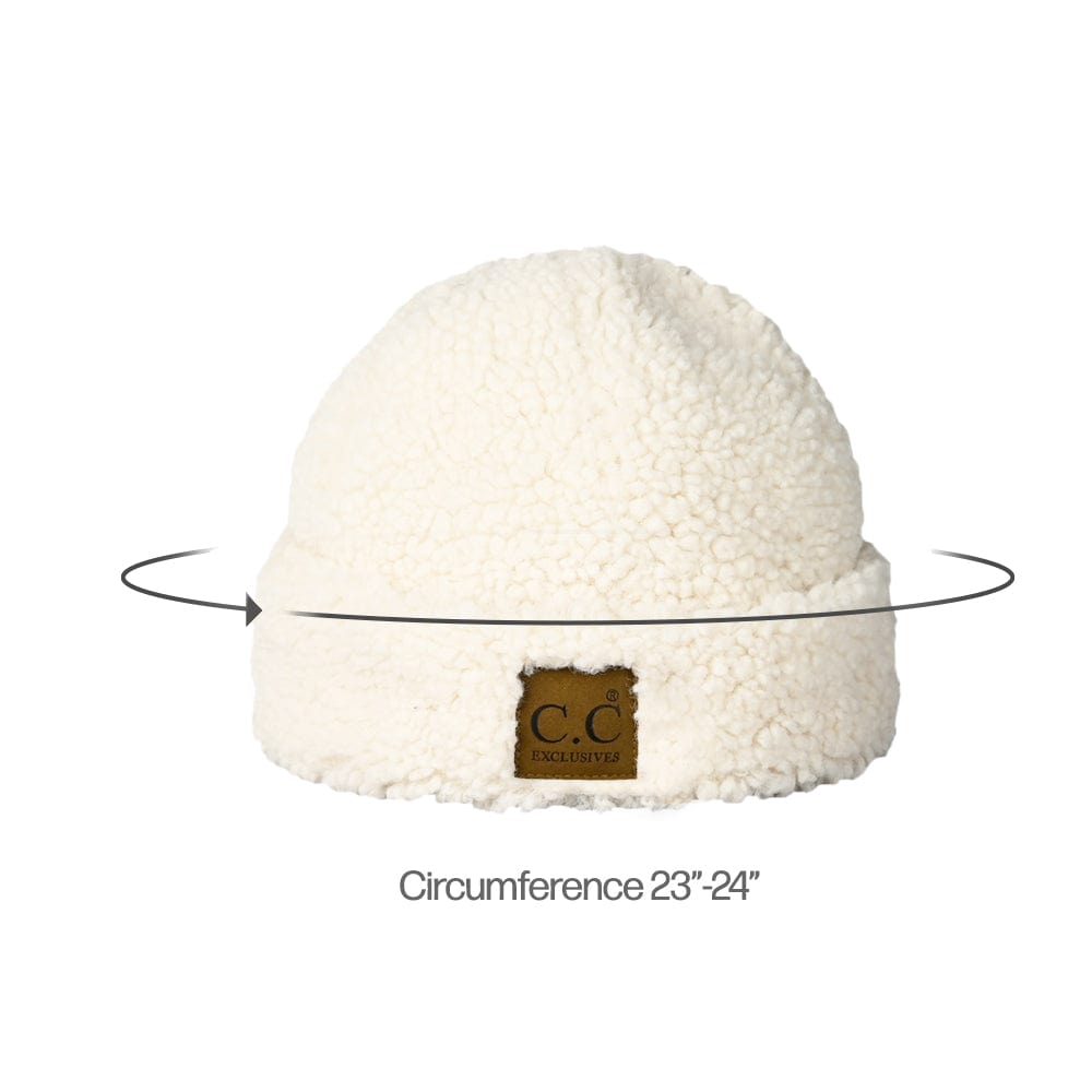 C.C Apparel Ivory Thick Slouchy Warm Fleece Lined Cable Knit Beanie - C.C Winter Warm Cuff Cap HAT 008