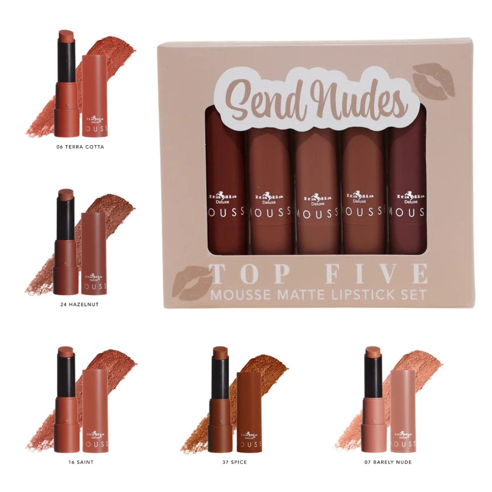Italia Deluxe Cosmetics Italia Deluxe Top Five Mousse Matte Lipstick Set Hydrating Transparent Long Lasting Lipsticks for Lip Makeup