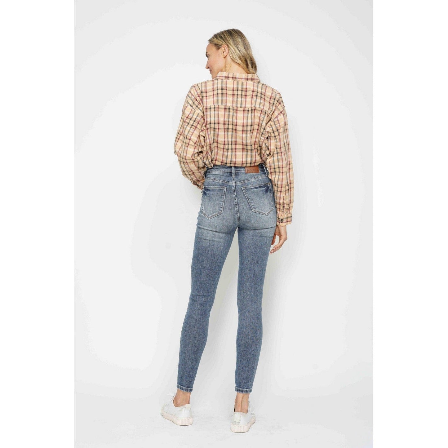 Judy Blue Apparel Judy Blue High Waist Tummy Control Contrast Wash Skinny Jeans - Womenswear, Bottoms, Skinny Fit, Comfortable Design