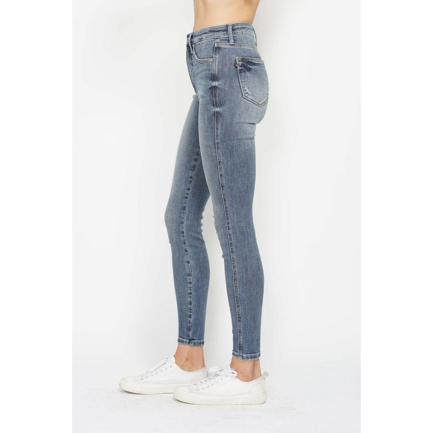 Judy Blue Apparel Judy Blue High Waist Tummy Control Contrast Wash Skinny Jeans - Womenswear, Bottoms, Skinny Fit, Comfortable Design
