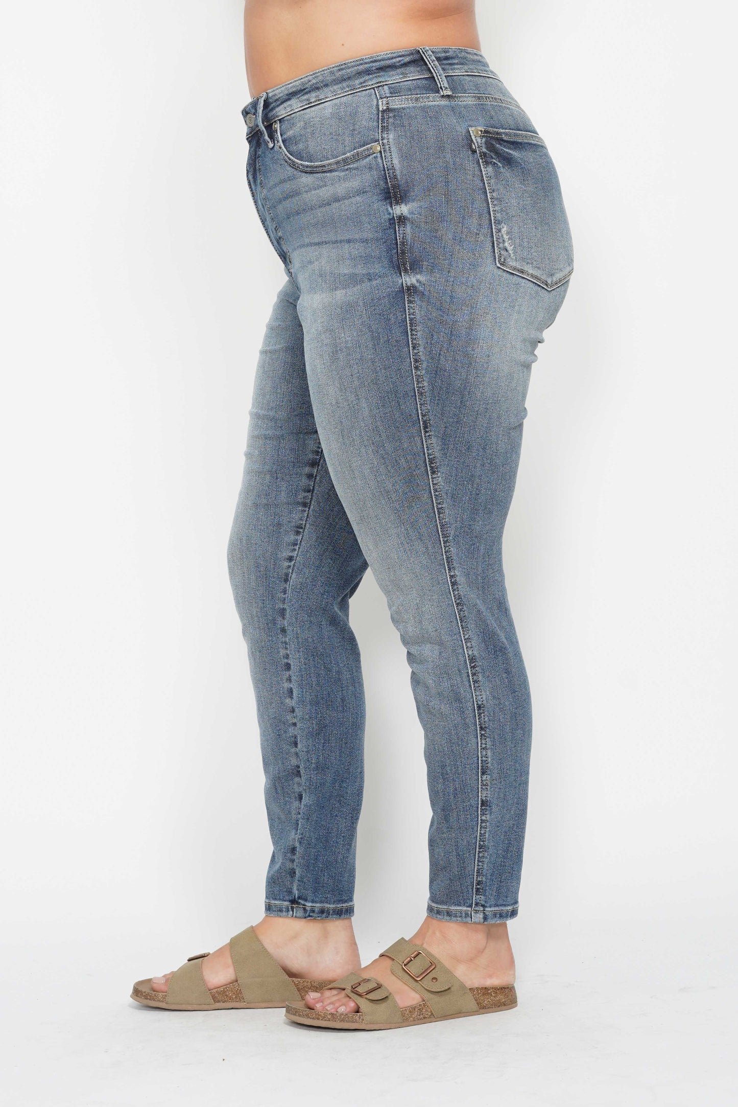 Judy Blue Apparel Judy Blue High Waist Tummy Control Contrast Wash Skinny Jeans - Womenswear, Bottoms, Skinny Fit, Comfortable Design