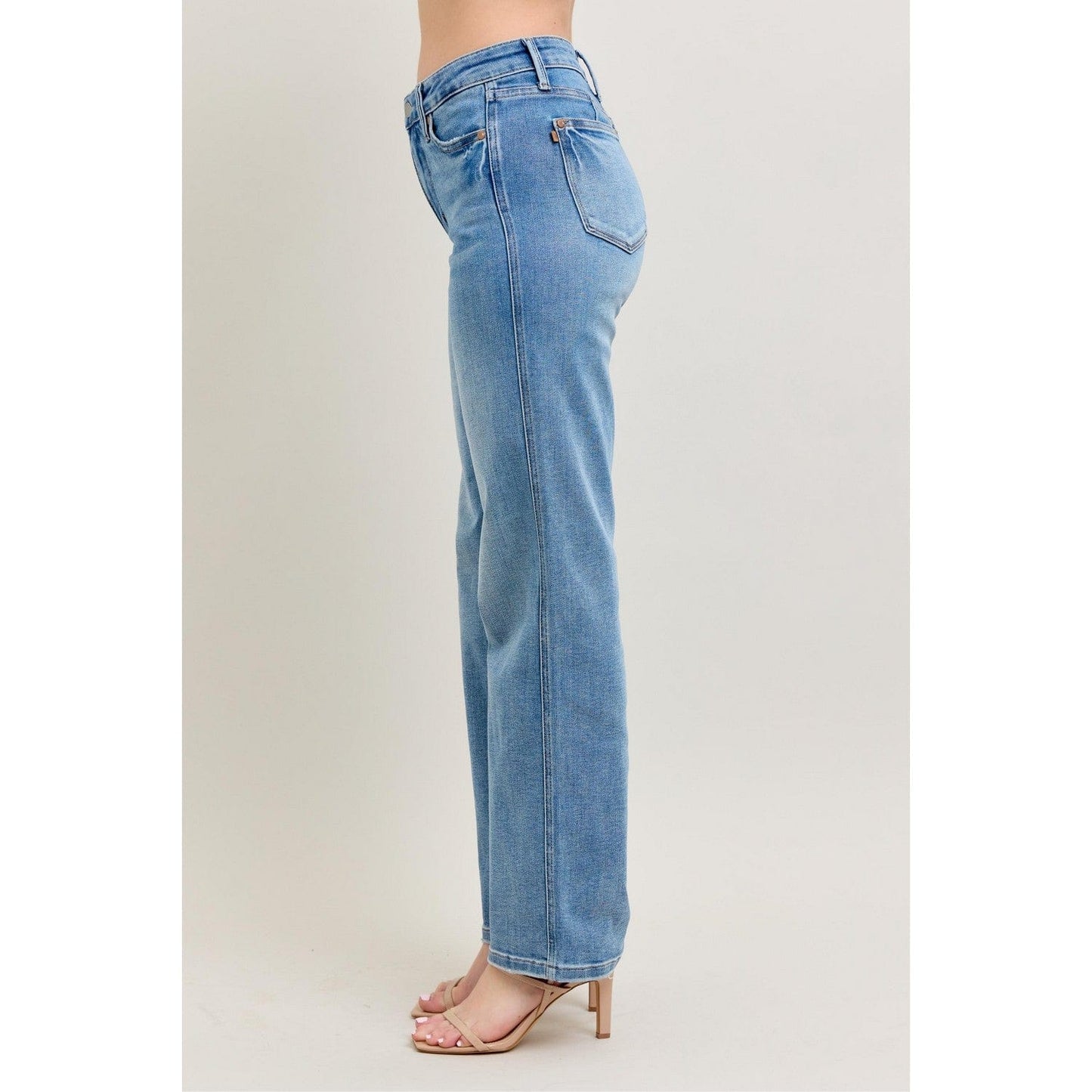 Judy Blue Apparel Judy Blue Mid Rise Tummy Control Vintage Wash Straight Leg Jeans for Women