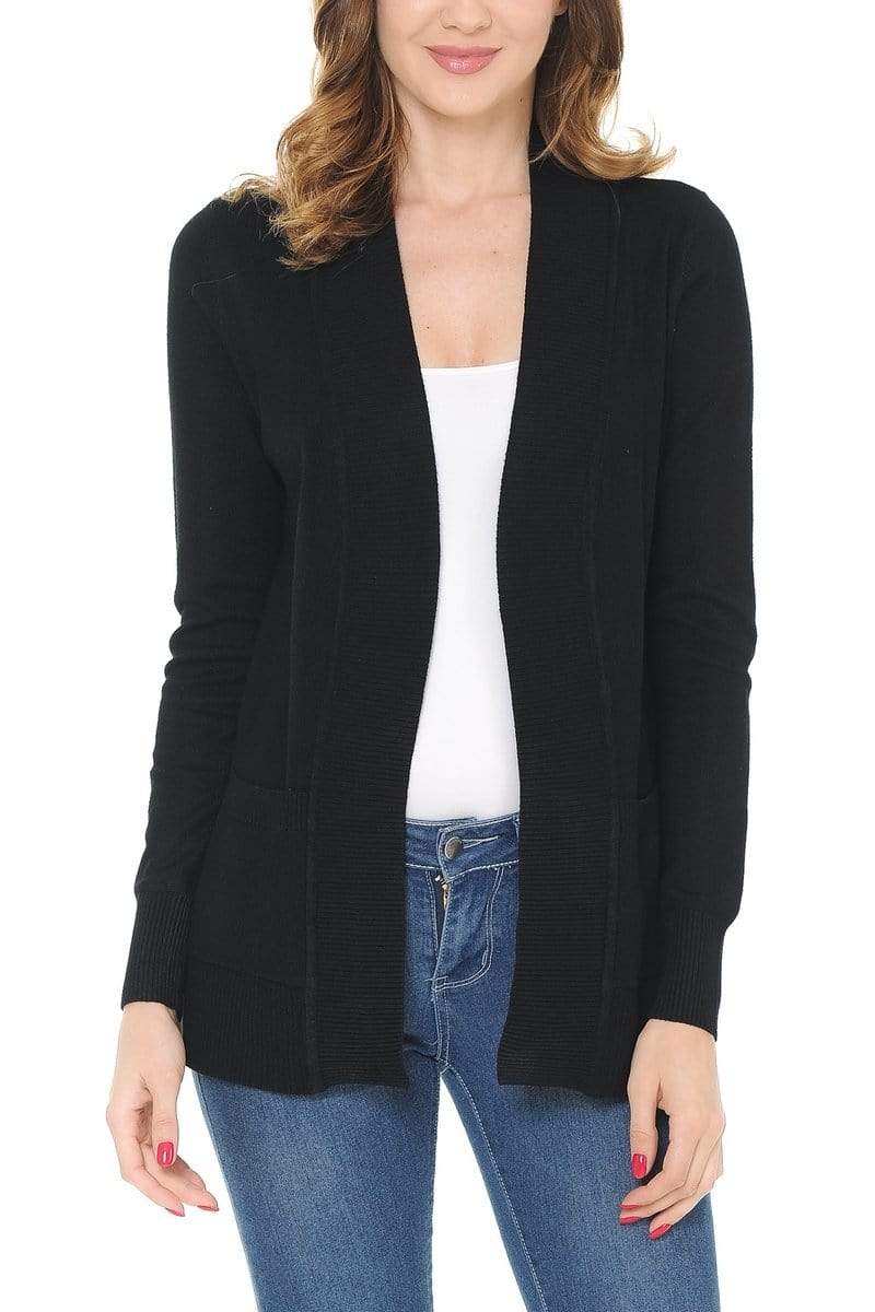 Auliné Collection Apparel Auliné Collection Women's Classic Casual Solid Open Front Sweater Knit Cardigan