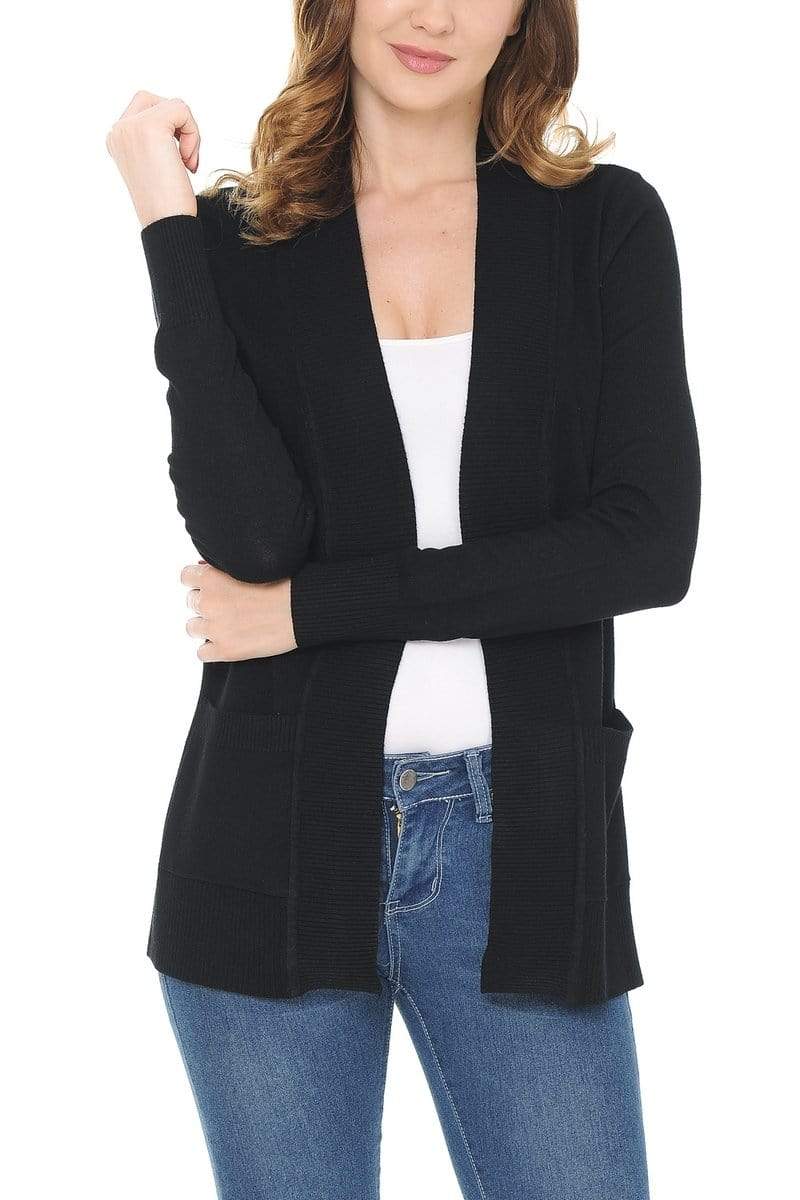 Auliné Collection Apparel Auliné Collection Women's Classic Casual Solid Open Front Sweater Knit Cardigan