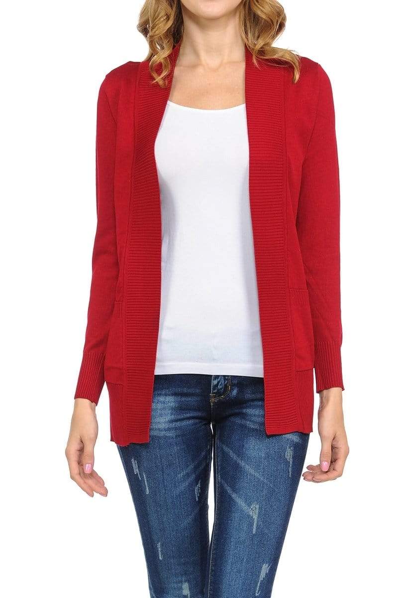 Auliné Collection Apparel Auliné Collection Women's Classic Casual Solid Open Front Sweater Knit Cardigan