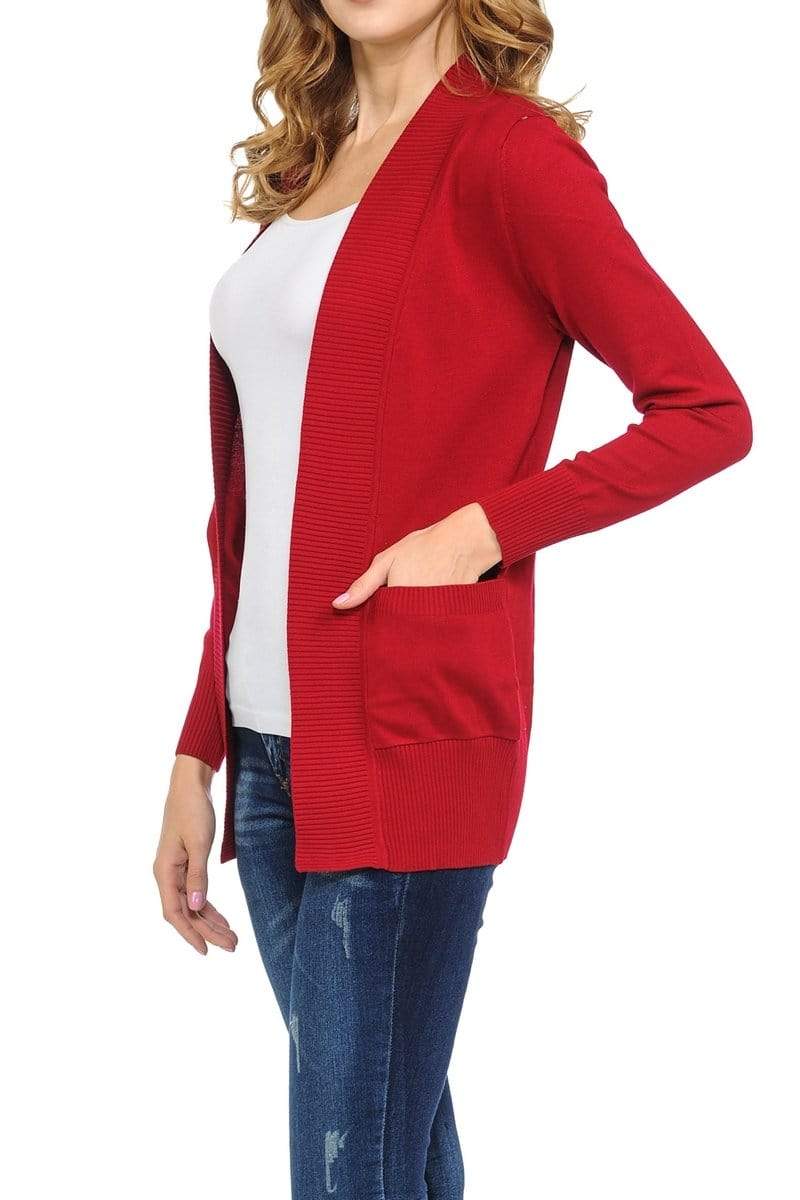 Auliné Collection Apparel Auliné Collection Women's Classic Casual Solid Open Front Sweater Knit Cardigan