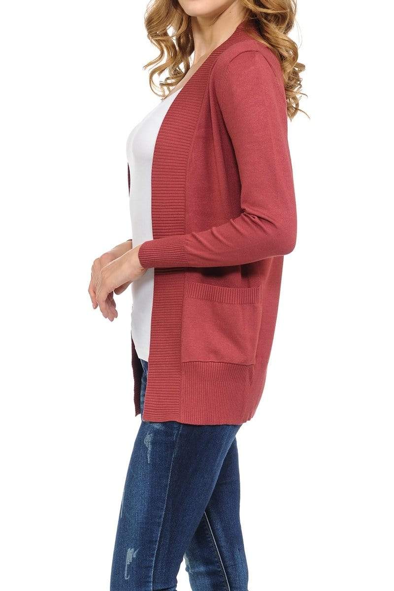 Auliné Collection Apparel Auliné Collection Women's Classic Casual Solid Open Front Sweater Knit Cardigan