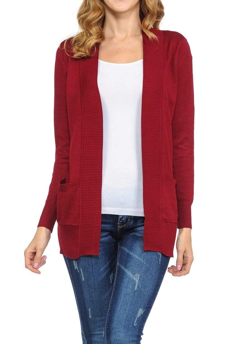 Auliné Collection Apparel Auliné Collection Women's Classic Casual Solid Open Front Sweater Knit Cardigan