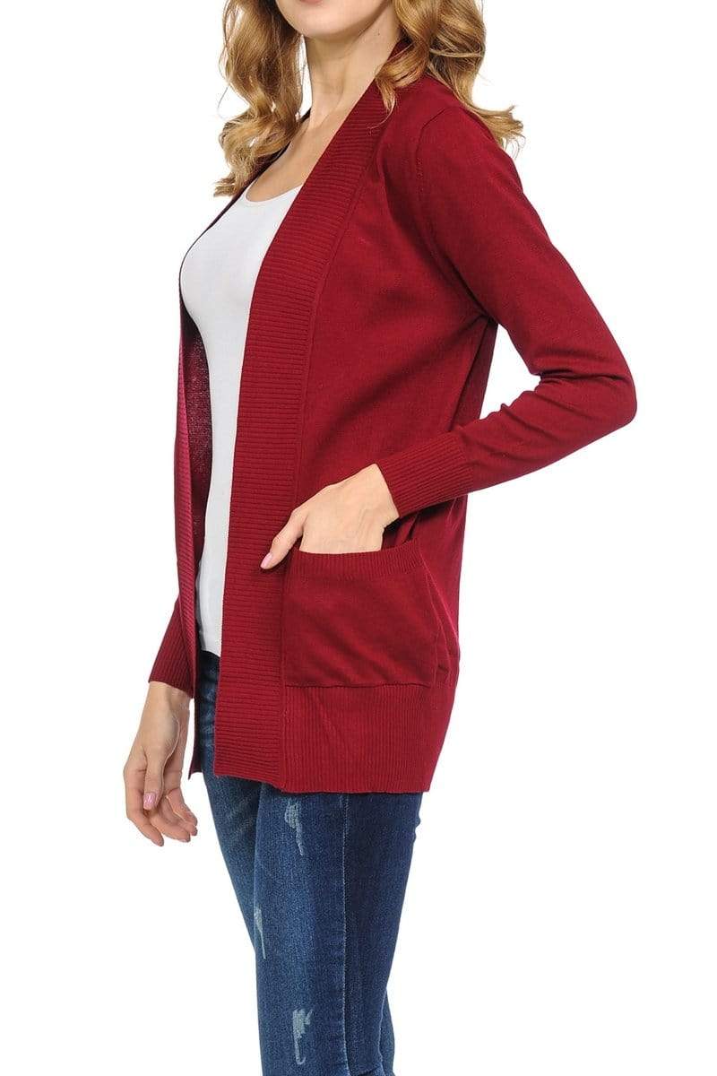 Auliné Collection Apparel Auliné Collection Women's Classic Casual Solid Open Front Sweater Knit Cardigan
