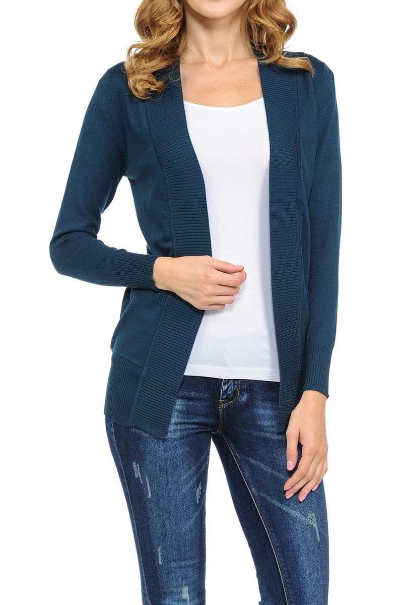Auliné Collection Apparel Auliné Collection Women's Classic Casual Solid Open Front Sweater Knit Cardigan