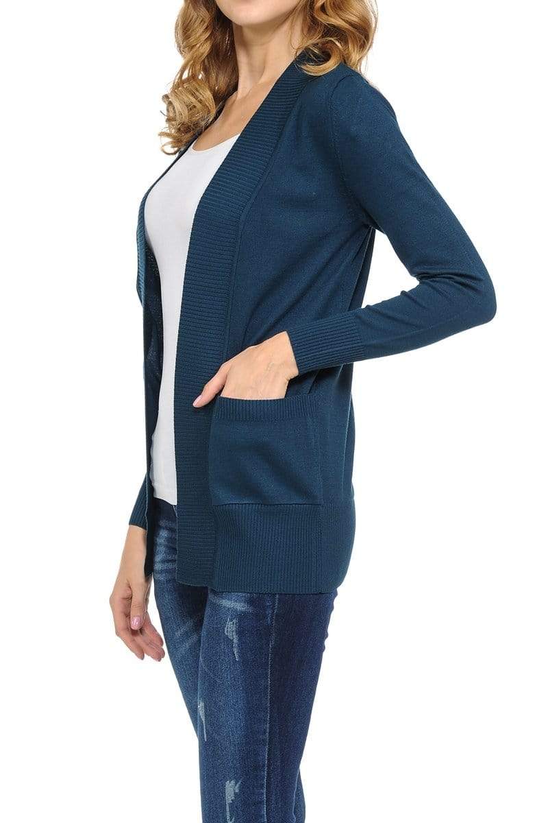 Auliné Collection Apparel Auliné Collection Women's Classic Casual Solid Open Front Sweater Knit Cardigan