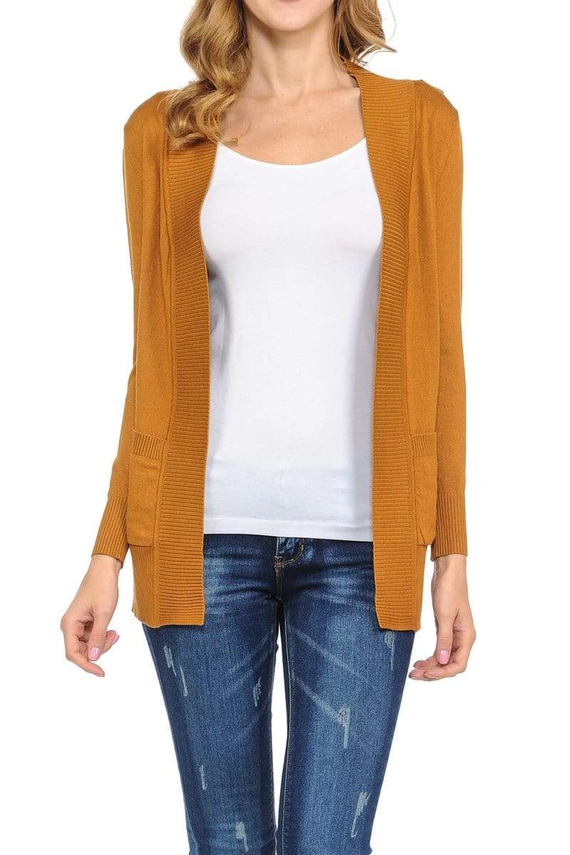 Auliné Collection Apparel Auliné Collection Women's Classic Casual Solid Open Front Sweater Knit Cardigan