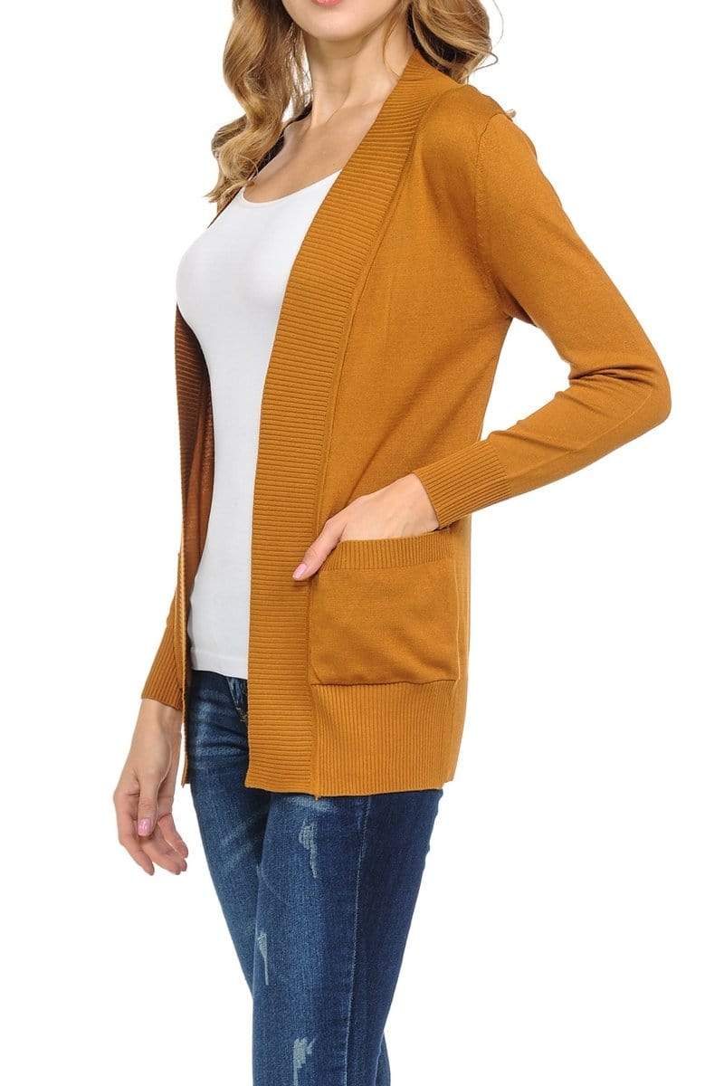 Auliné Collection Apparel Auliné Collection Women's Classic Casual Solid Open Front Sweater Knit Cardigan