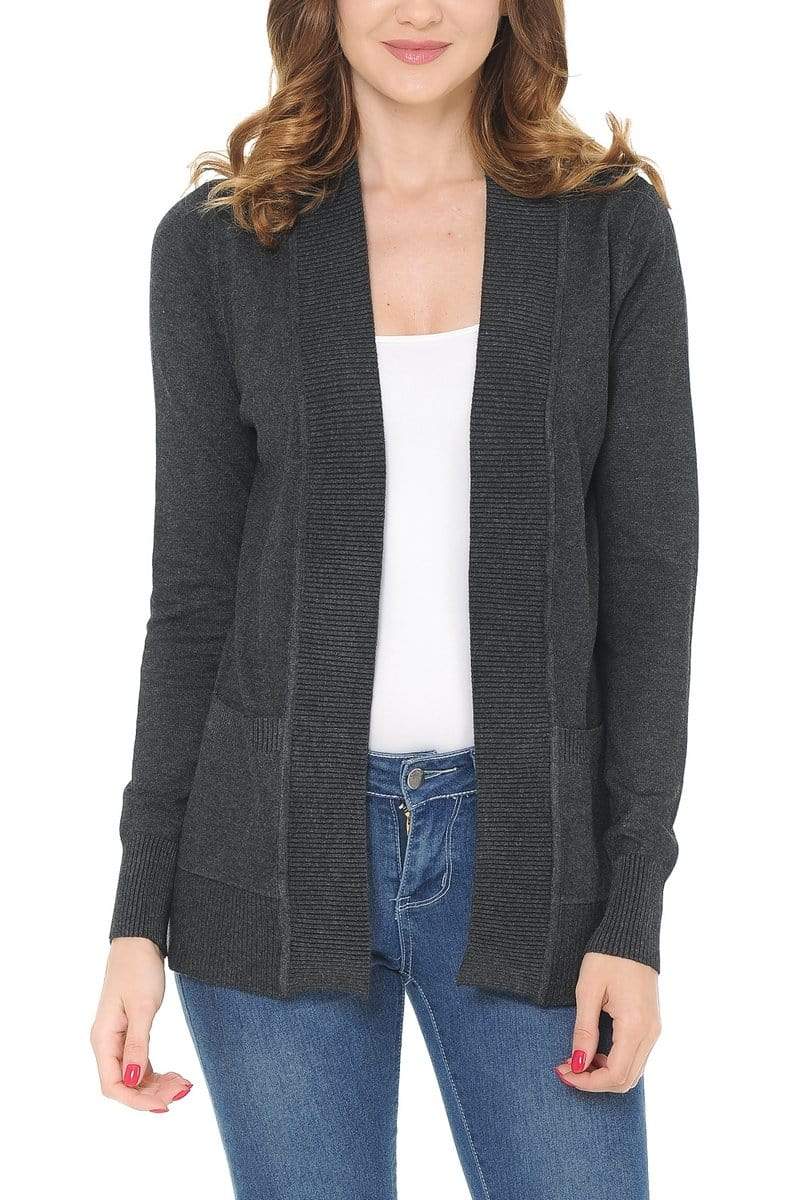 Auliné Collection Apparel Auliné Collection Women's Classic Casual Solid Open Front Sweater Knit Cardigan