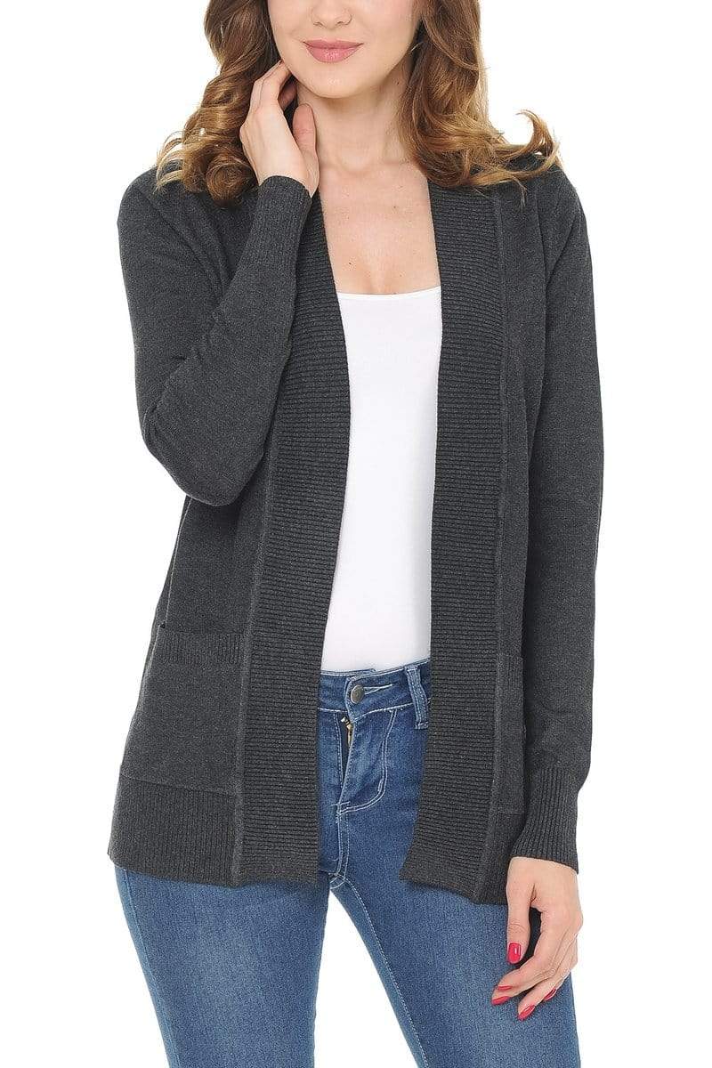 Auliné Collection Apparel Auliné Collection Women's Classic Casual Solid Open Front Sweater Knit Cardigan