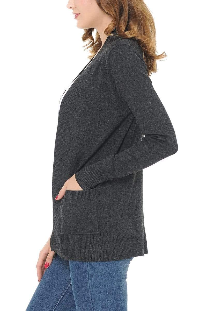 Auliné Collection Apparel Auliné Collection Women's Classic Casual Solid Open Front Sweater Knit Cardigan