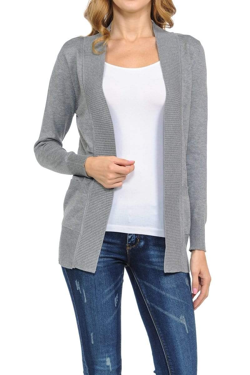 Auliné Collection Apparel Auliné Collection Women's Classic Casual Solid Open Front Sweater Knit Cardigan