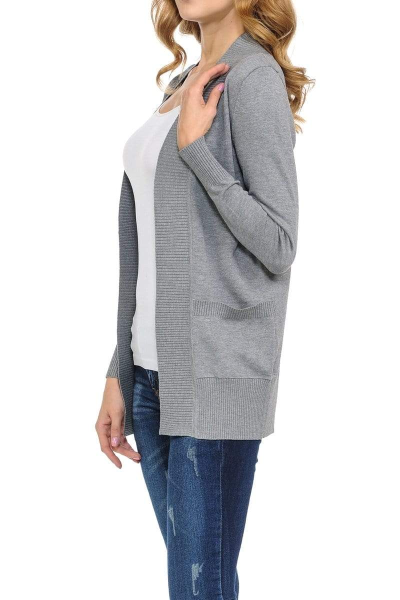Auliné Collection Apparel Auliné Collection Women's Classic Casual Solid Open Front Sweater Knit Cardigan