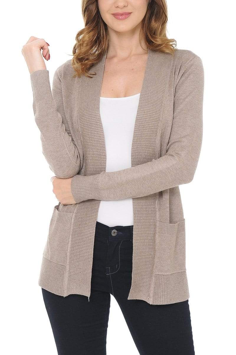 Auliné Collection Apparel Auliné Collection Women's Classic Casual Solid Open Front Sweater Knit Cardigan