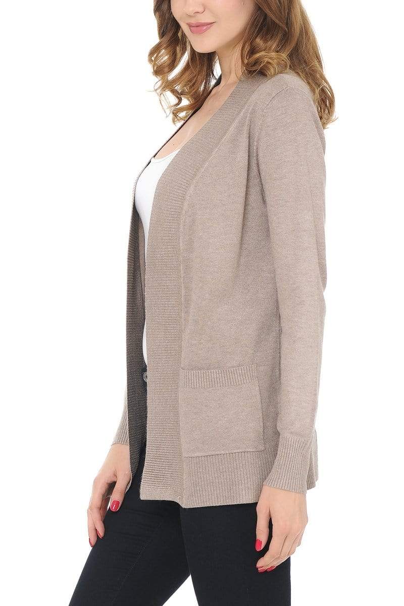 Auliné Collection Apparel Auliné Collection Women's Classic Casual Solid Open Front Sweater Knit Cardigan