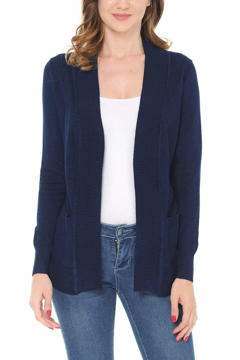 Auliné Collection Apparel Auliné Collection Women's Classic Casual Solid Open Front Sweater Knit Cardigan