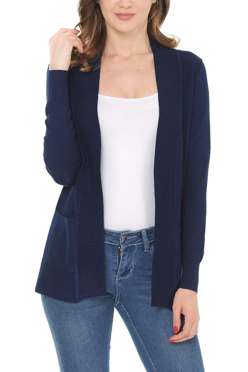 Auliné Collection Apparel Auliné Collection Women's Classic Casual Solid Open Front Sweater Knit Cardigan