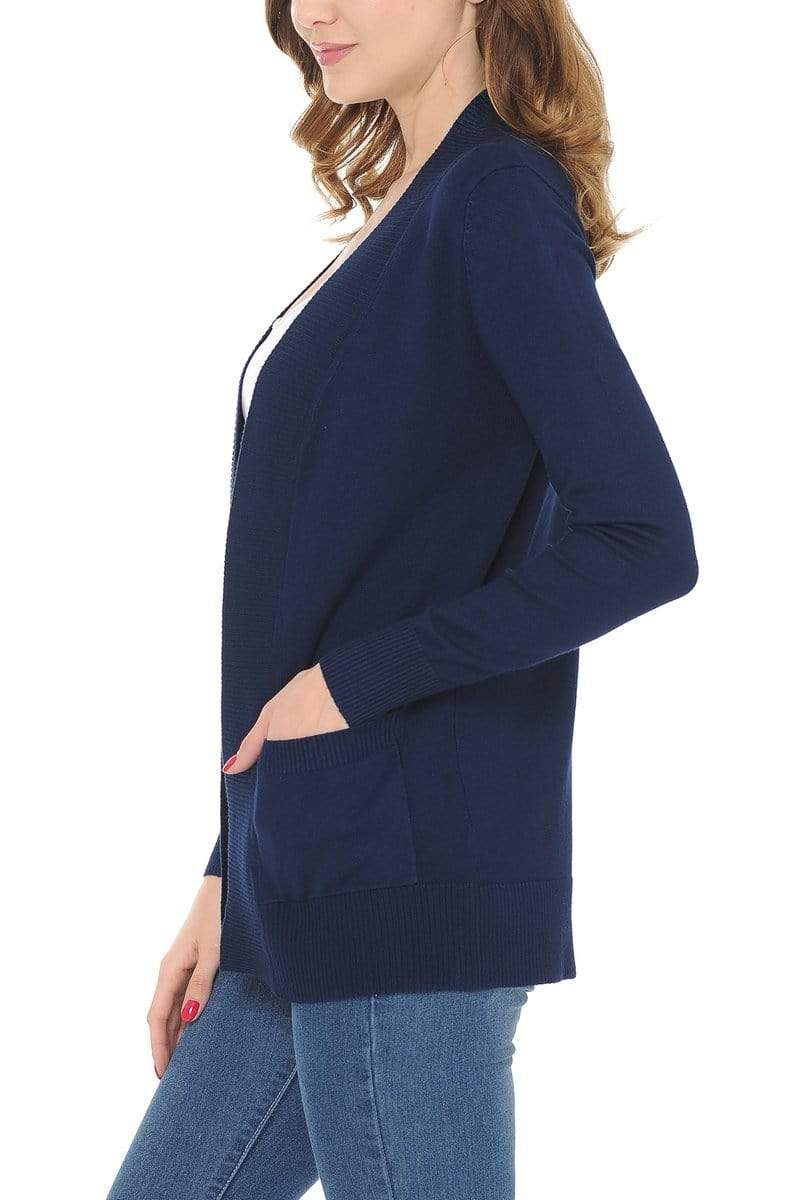Auliné Collection Apparel Auliné Collection Women's Classic Casual Solid Open Front Sweater Knit Cardigan