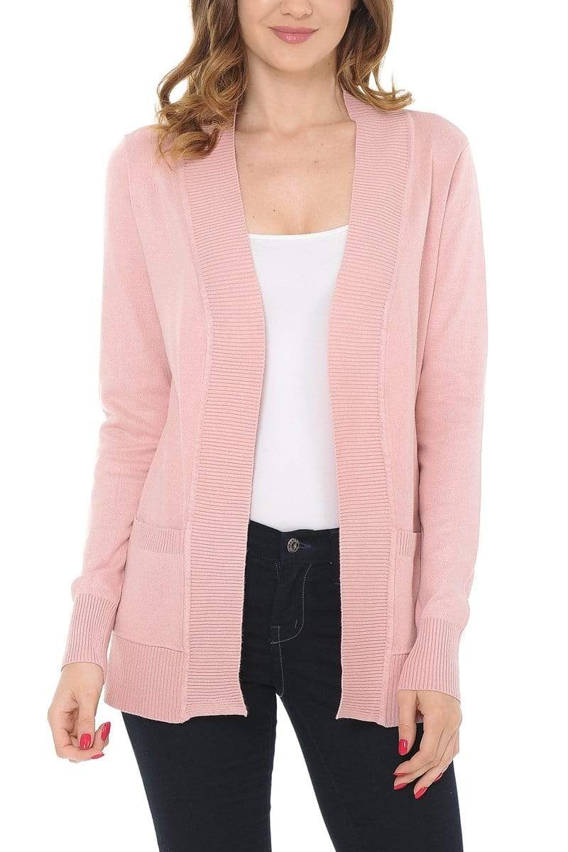 Auliné Collection Apparel Auliné Collection Women's Classic Casual Solid Open Front Sweater Knit Cardigan