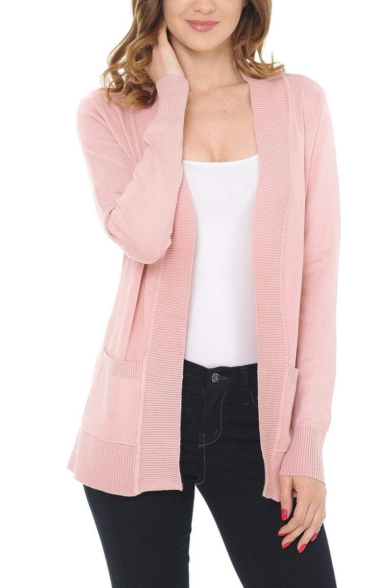 Auliné Collection Apparel Auliné Collection Women's Classic Casual Solid Open Front Sweater Knit Cardigan