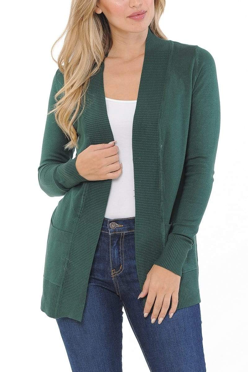 Auliné Collection Apparel Auliné Collection Women's Classic Casual Solid Open Front Sweater Knit Cardigan