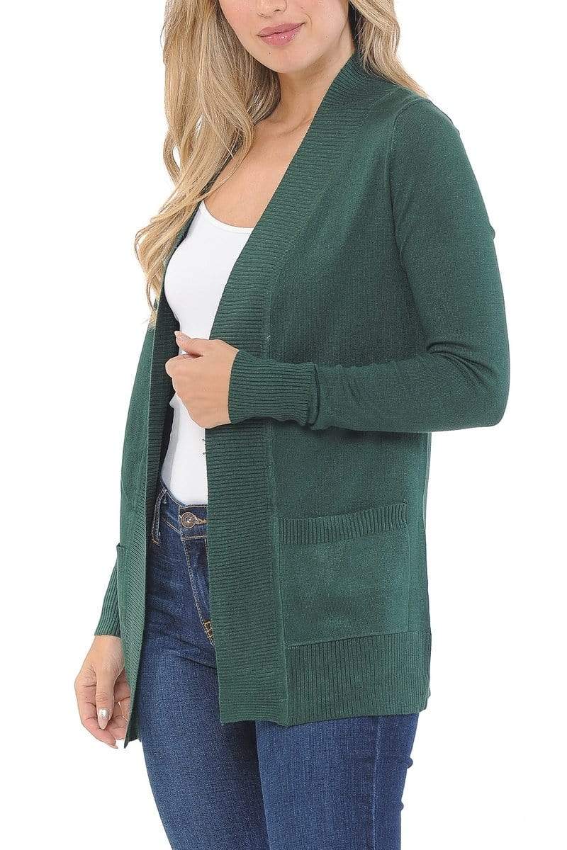 Auliné Collection Apparel Auliné Collection Women's Classic Casual Solid Open Front Sweater Knit Cardigan