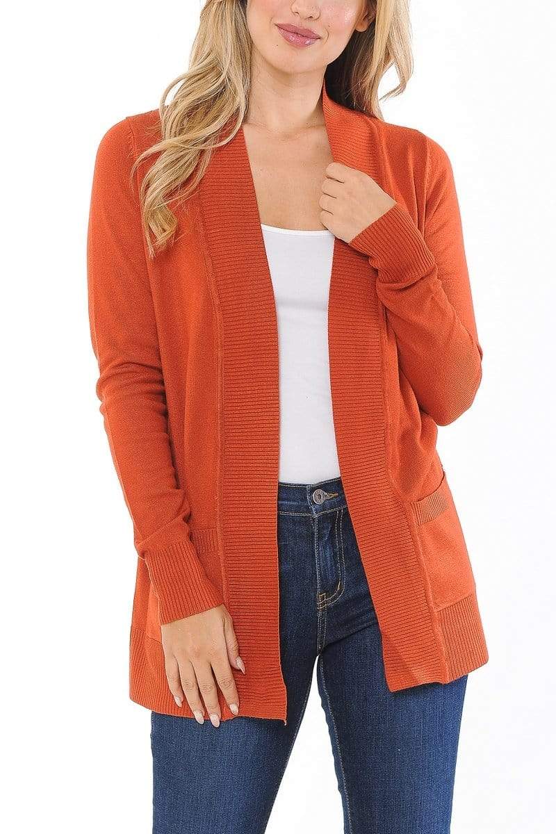 Auliné Collection Apparel Auliné Collection Women's Classic Casual Solid Open Front Sweater Knit Cardigan